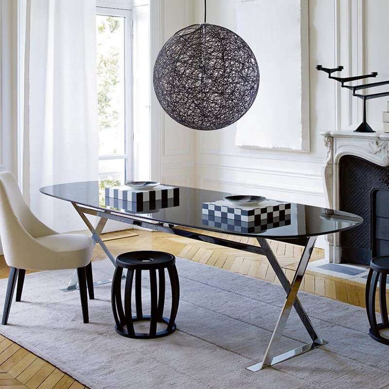 oval glass dining table