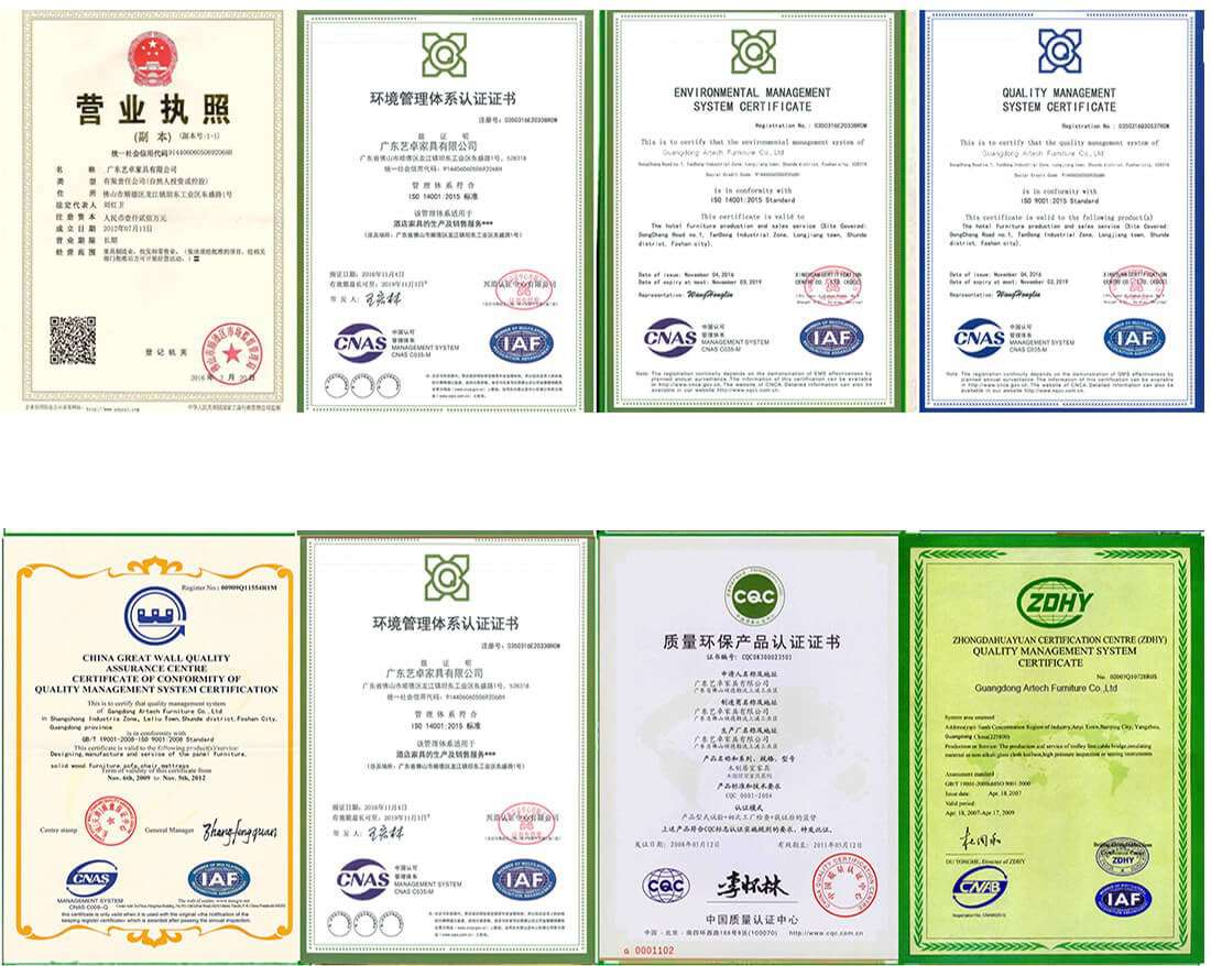 certificaiton for hotel furnitrure manufacturers