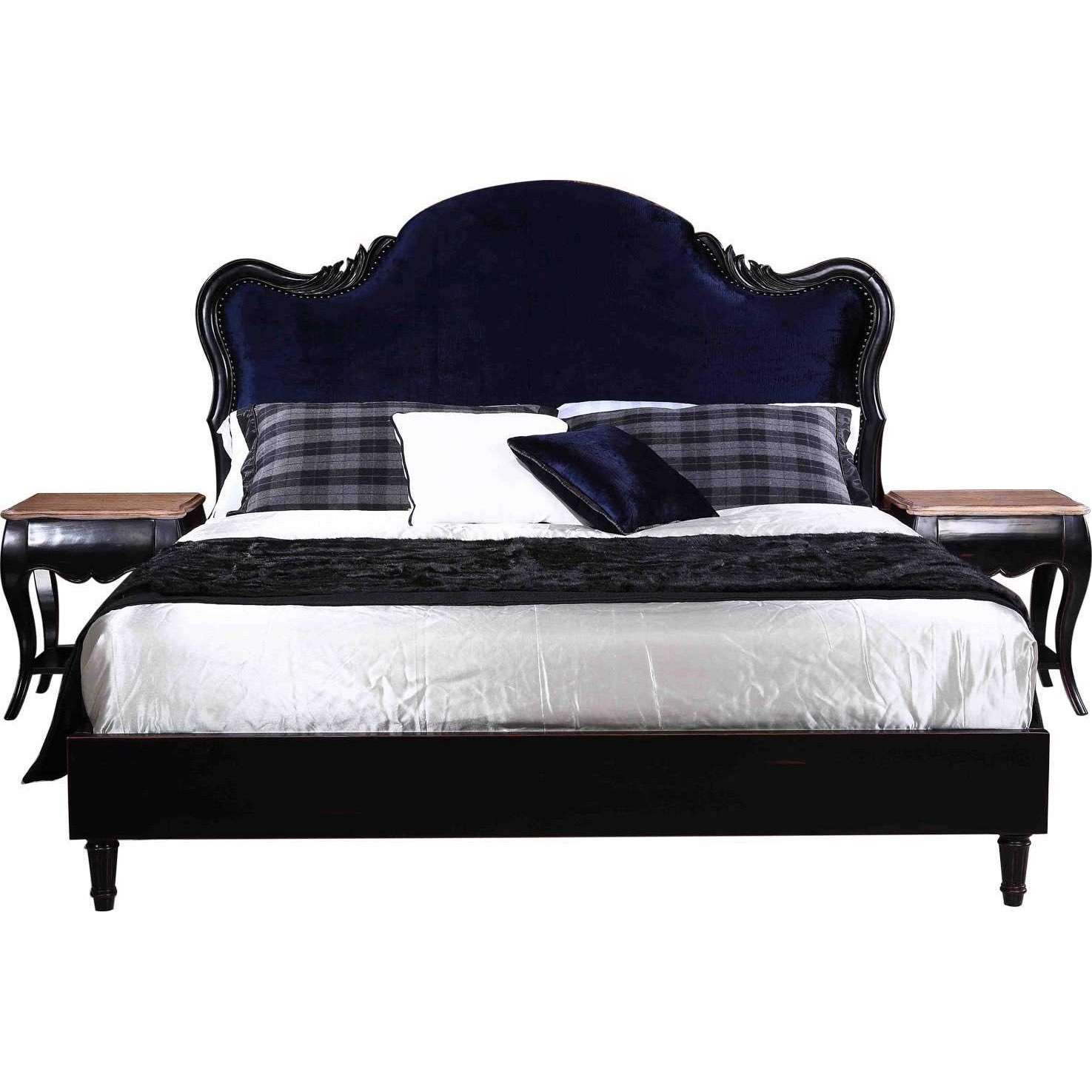 wood carved headboard|bedroom furniture|upholstered bed