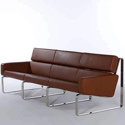 Stainless steel leather office sofa