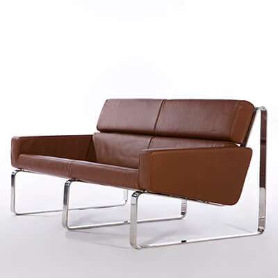 Stainless steel leather office sofa