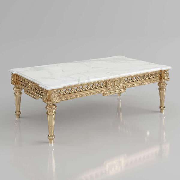 china custom made wood carving marble coffee table